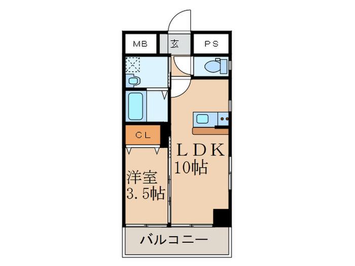 RIVIERA(1LDK/4階)の間取り写真