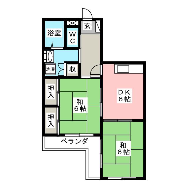 小江戸川越 第2相原マンション(2DK/1階)の間取り写真