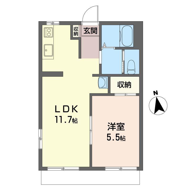  タウニー中松(1LDK/1階)の間取り写真
