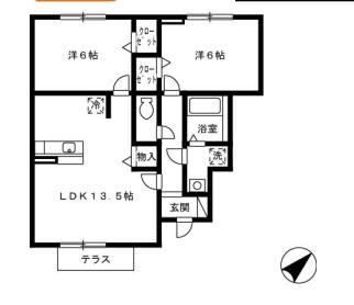 モダンコート野多目A棟(2LDK/1階)の間取り写真