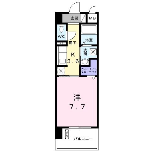 HILL TOP 壺屋(1K/2階)の間取り写真