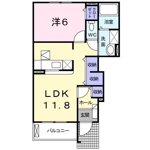 パレ ドール C(1LDK/1階)の間取り写真