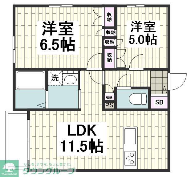 コージーコート(2LDK/3階)の間取り写真