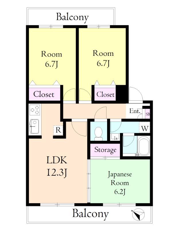 リジエール(3LDK/1階)の間取り写真
