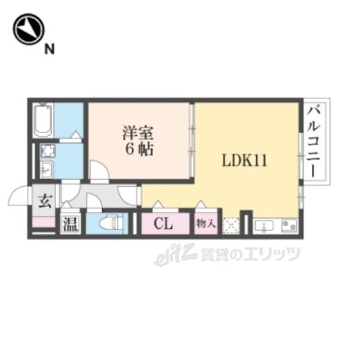 ボンヌ・シャンス DEUX(1LDK/2階)の間取り写真