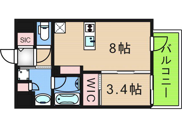 SOFIA住吉大社(1LDK/3階)の間取り写真