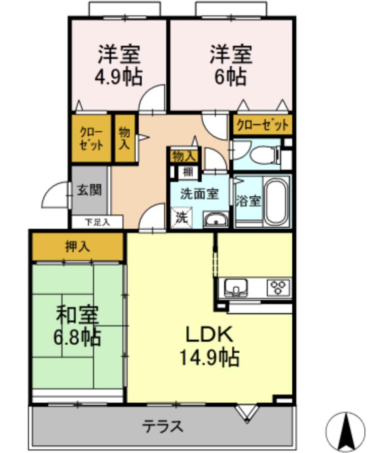 MARINELLA KOUHOKU(3LDK/2階)の間取り写真