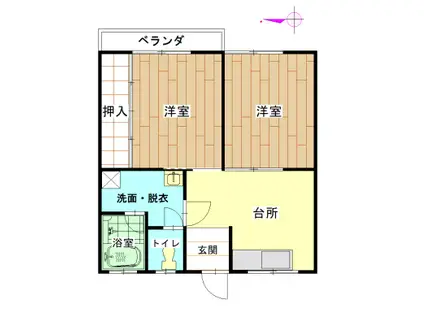 サンヴェールマロニエ(2DK/2階)の間取り写真