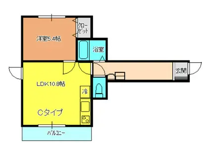 メゾンスエヒロA(1DK/2階)の間取り写真