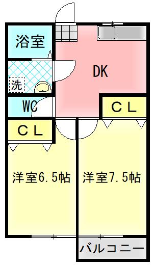 パークハイツ(2DK/1階)の間取り写真