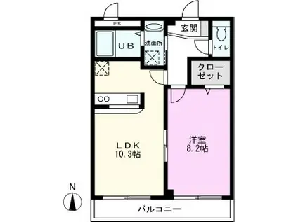 グランドグレース(1LDK/2階)の間取り写真