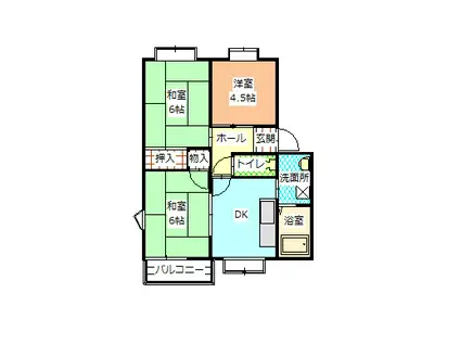 カーサ・ハガA(3DK/1階)の間取り写真