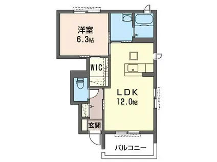 ブライトン13(1LDK/1階)の間取り写真