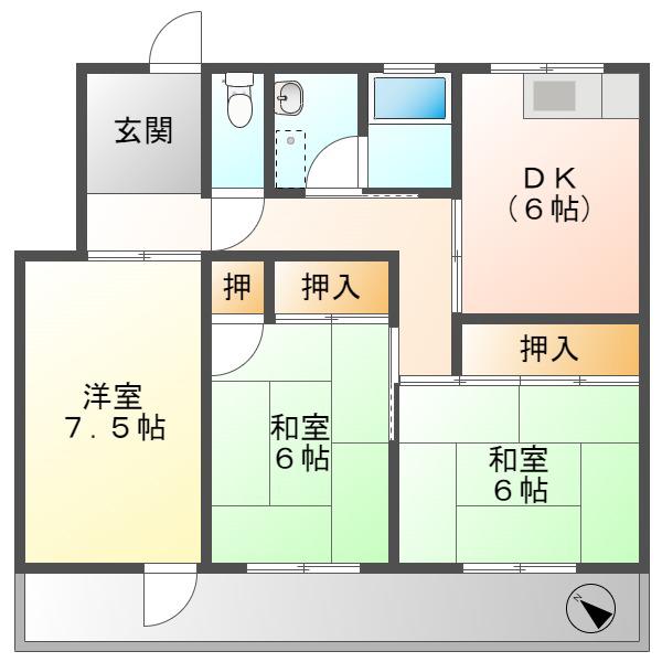 メゾン竜南(3DK/3階)の間取り写真