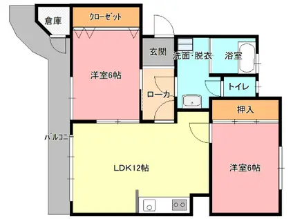 一の宮ビルコーポ(2LDK/3階)の間取り写真