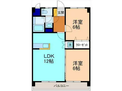 米光ビル(2LDK/4階)の間取り写真
