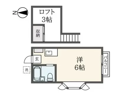 第1ジョイフルヤマ(ワンルーム/2階)の間取り写真