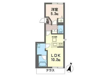 カーサ・ベル千早(1LDK/1階)の間取り写真