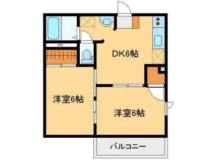 コンフォートA(2DK/1階)の間取り写真