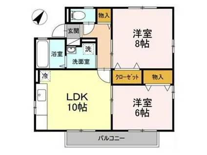 コテージ・ハヌル(2LDK/2階)の間取り写真