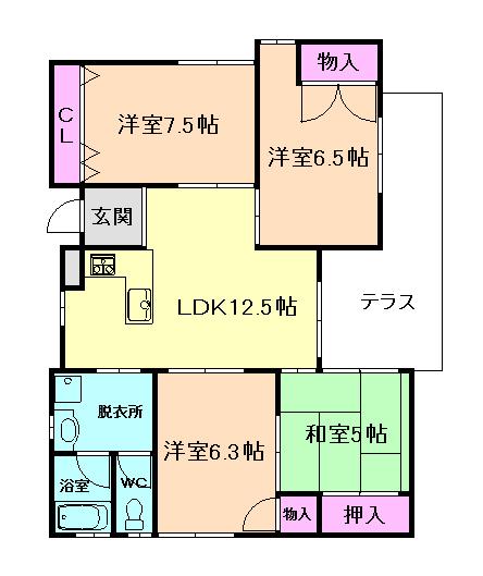 ドムス桜ヶ丘(4LDK/1階)の間取り写真