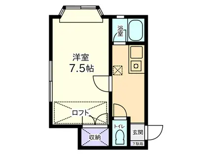 信開セルーラ黒田(1K/2階)の間取り写真