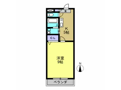 瀬々ら木ハイツ(1K/2階)の間取り写真