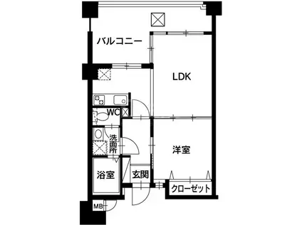 地下鉄空港線 赤坂駅(福岡) 徒歩7分 8階建 築24年(1LDK/3階)の間取り写真