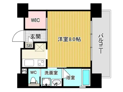 レジュールアッシュ梅田ウエスト(1K/4階)の間取り写真