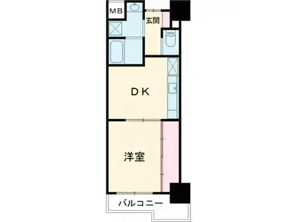 コスタレイ神戸三宮(1DK/3階)の間取り写真