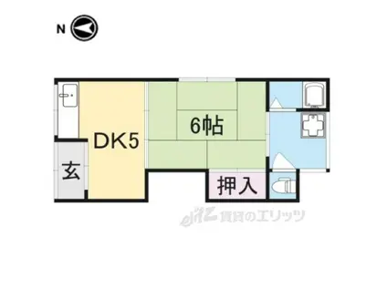 西川第2(1DK/1階)の間取り写真