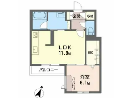 LINO GRANDE 牛田中(1LDK/1階)の間取り写真