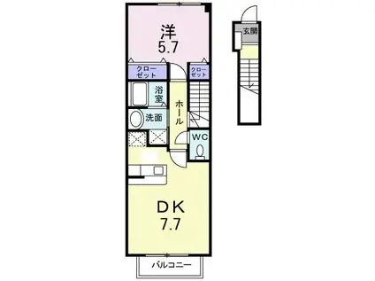 シャルマンヒロ弐番館(1DK/2階)の間取り写真