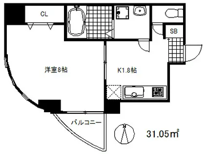 ウェルベア新神戸(1K/6階)の間取り写真