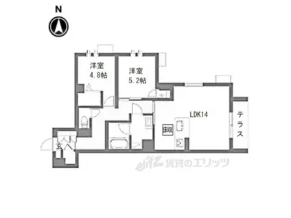 シャーメゾン六条荘(2LDK/1階)の間取り写真