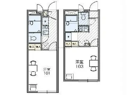 レオパレスコンフォートS(1K/1階)の間取り写真