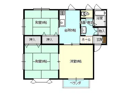 サンモール丹野A棟(3K/2階)の間取り写真