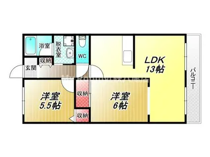 ロイヤル八尾(2LDK/2階)の間取り写真