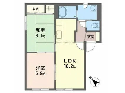 カステ-ロ才天(2LDK/1階)の間取り写真