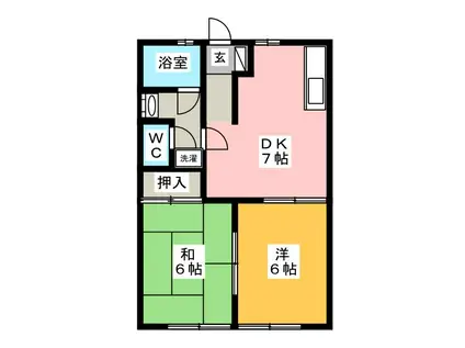 ミルキーウェイ(2DK/1階)の間取り写真