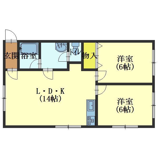 コーポユメ(2LDK/2階)の間取り写真