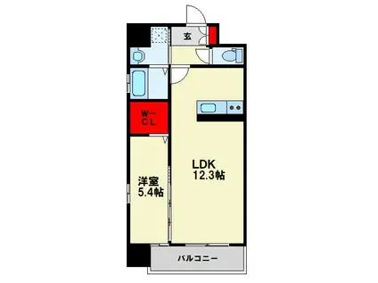 MUU.黒崎(1LDK/3階)の間取り写真
