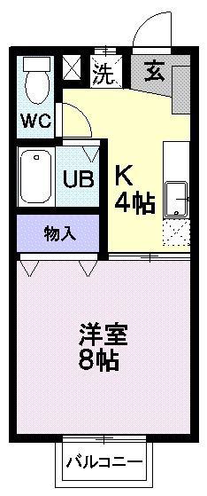 オランダ村G棟(1K/2階)の間取り写真