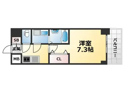 レジュールアッシュ神戸グランフィール(1K/3階)の間取り写真