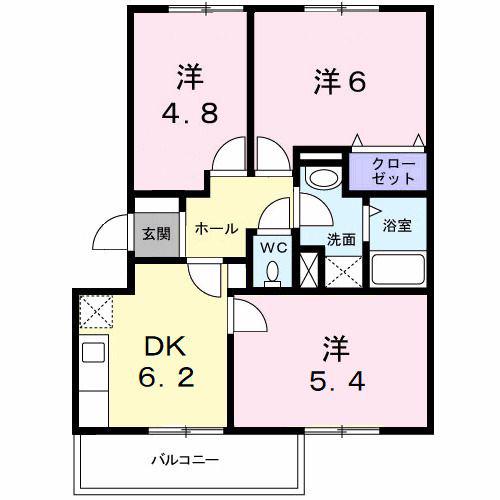 エクセルステージI(3DK/3階)の間取り写真