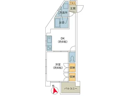 パークサイド城西(1DK/4階)の間取り写真