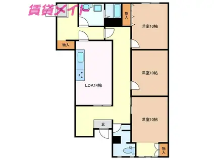 マンションフォルテシモ(3LDK/1階)の間取り写真