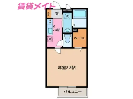パラストYIII(1K/1階)の間取り写真