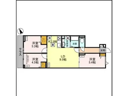 セレスティア松が丘(3LDK/1階)の間取り写真