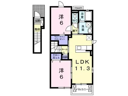 クリスタルコート(2LDK/2階)の間取り写真